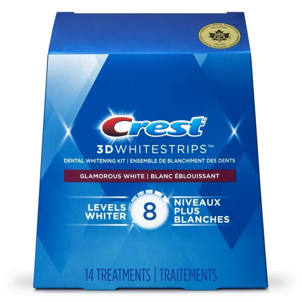 Crest 3DWhitestrips Glamorous White At-home Teeth Whitening Kit, 8 Levels Whiter